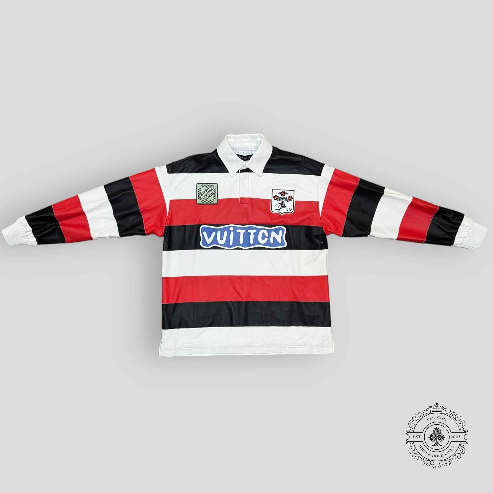 Louis Vuitton Long-Sleeved Leather Intarsia Rugby Polo