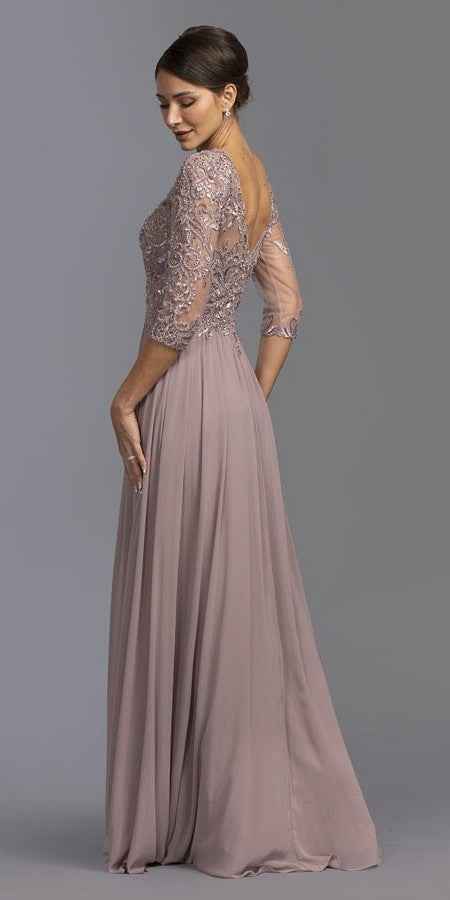 CLEARANCE - Aspeed M2340 Appliqued Mid-Length Long Formal Dress (Size Large)