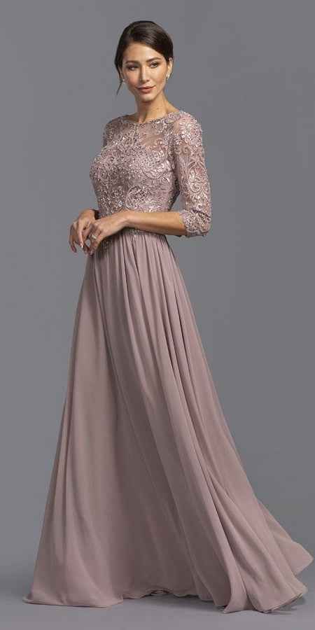 CLEARANCE - Aspeed M2340 Appliqued Mid-Length Long Formal Dress (Size Large)