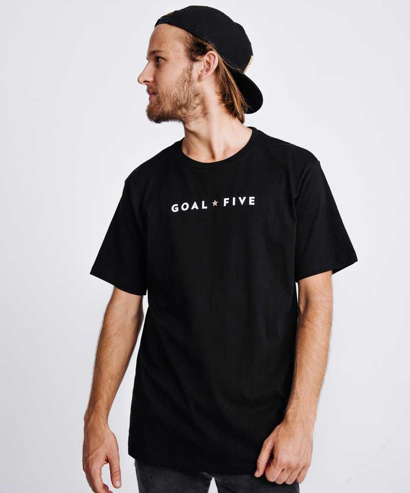 Goal Five Men's Black Cotton T-Shirt - JUSTLUXURY