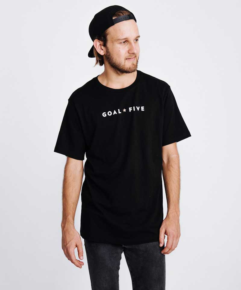 Goal Five Men's Black Cotton T-Shirt - JUSTLUXURY
