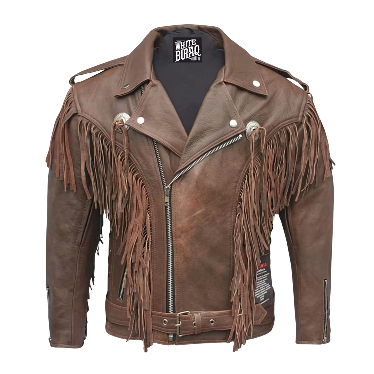 Men's Cowhide Western Fringe Moto Jacket