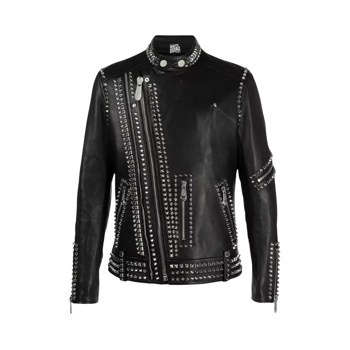 Men's Black Studded Leather Biker Jacket