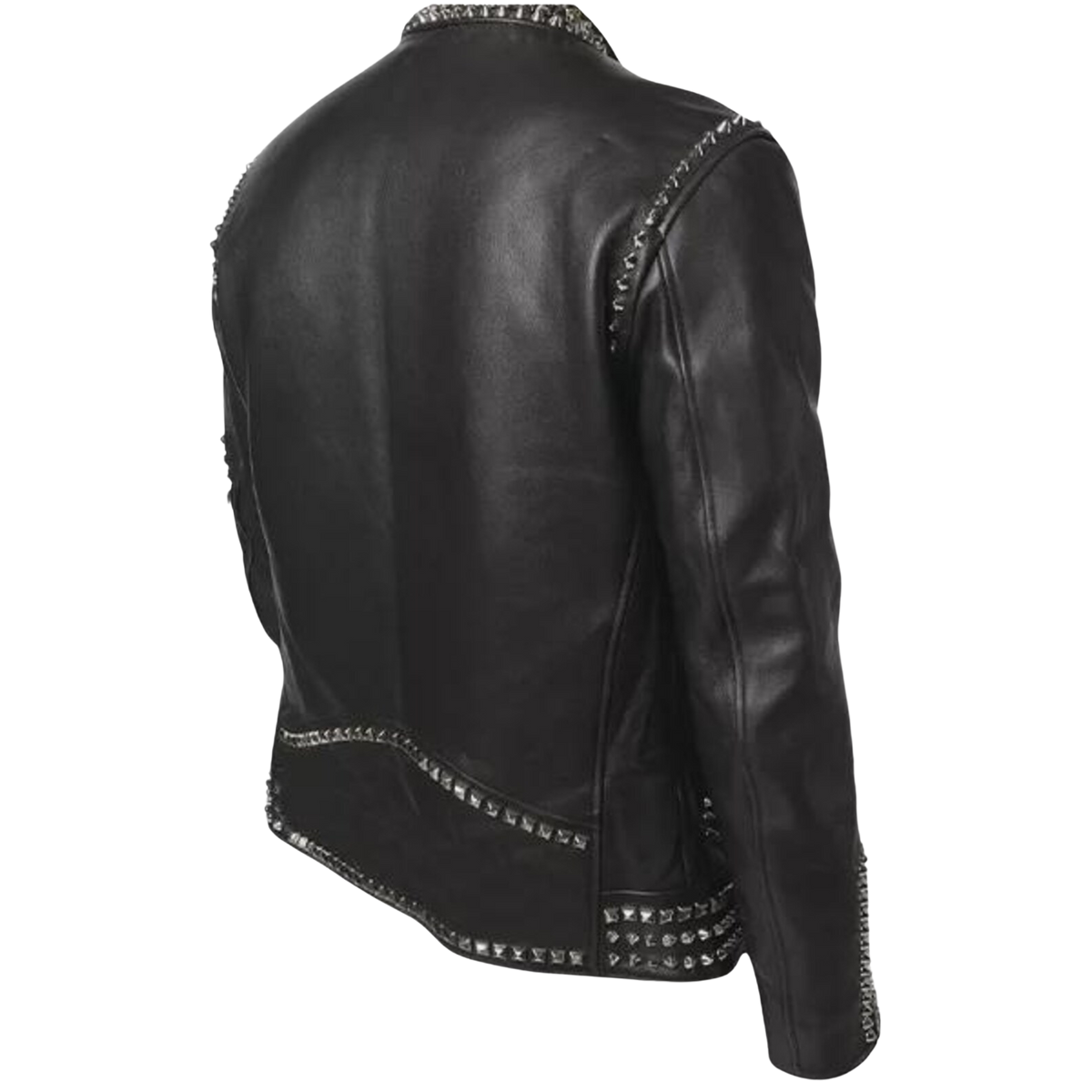 Men's Black Studded Leather Biker Jacket