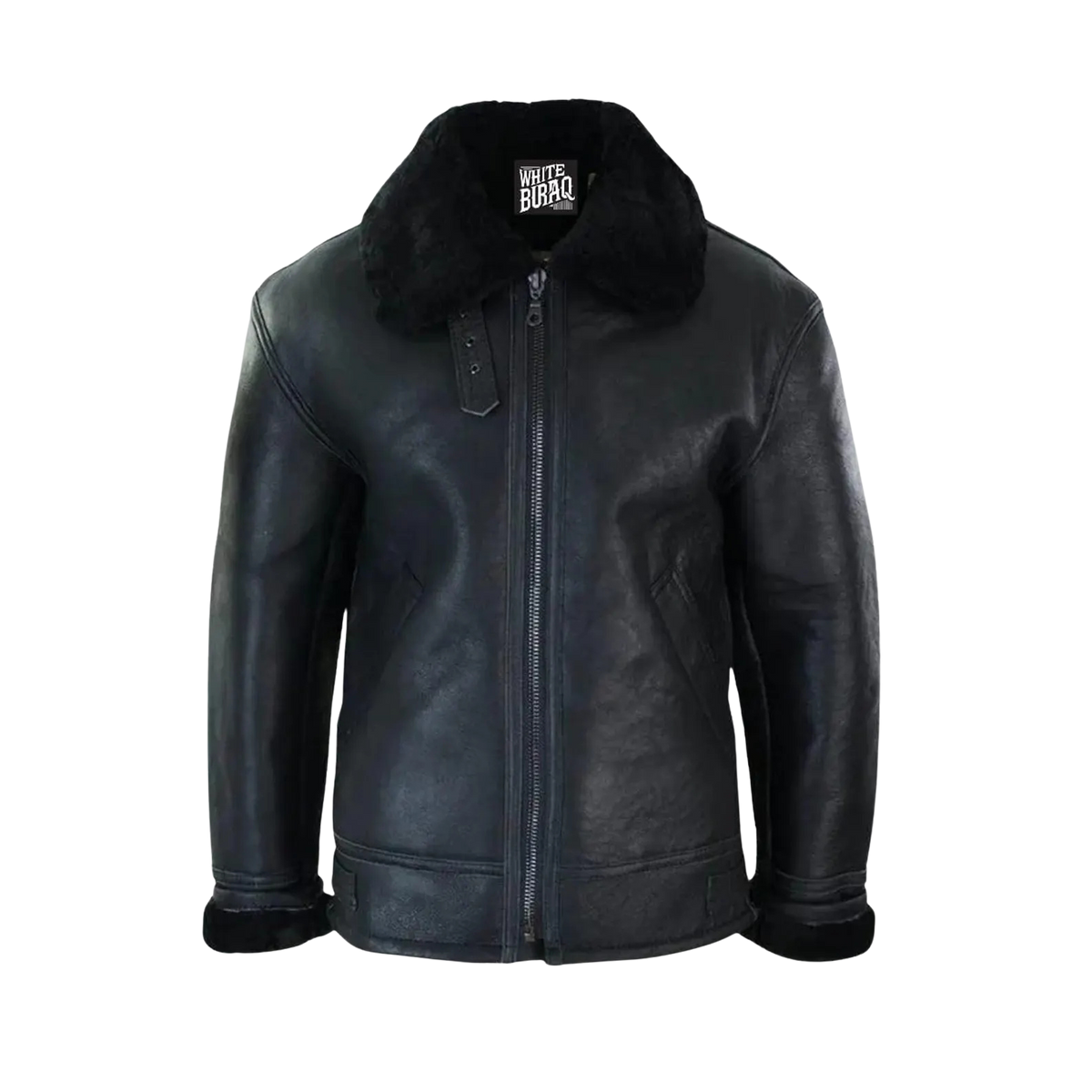 Men's Black Lambskin Shearling Aviator Jacket