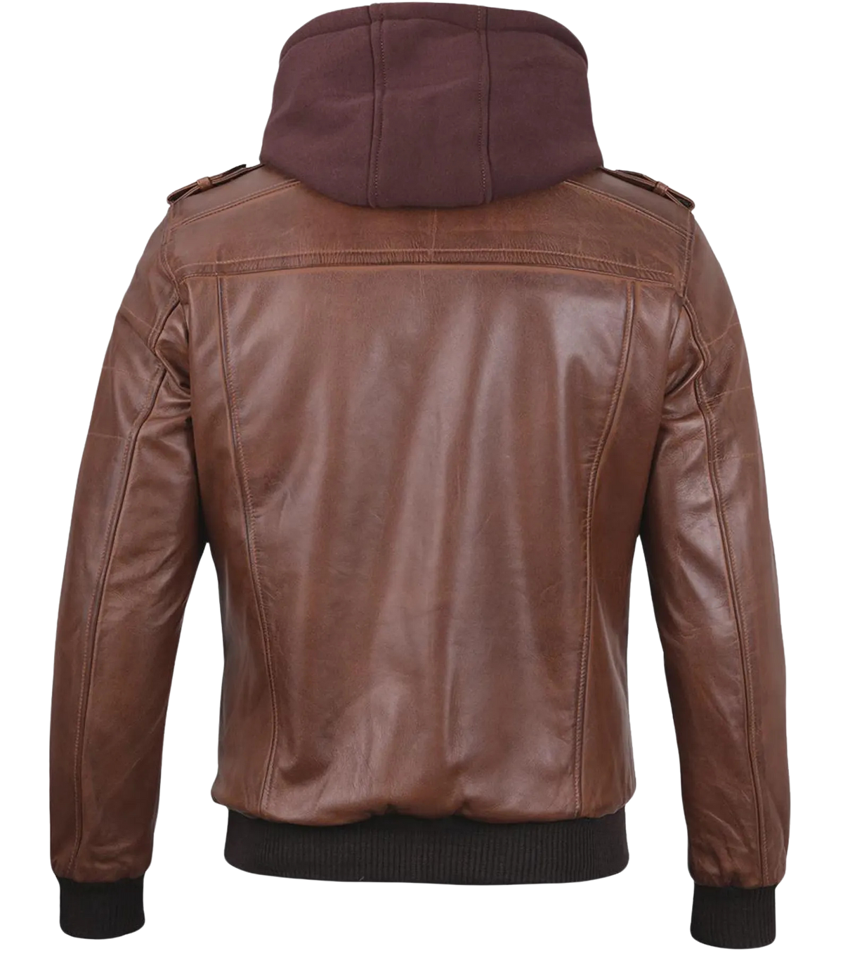 Men's Lambskin Leather Bomber Jacket with Removable Hood