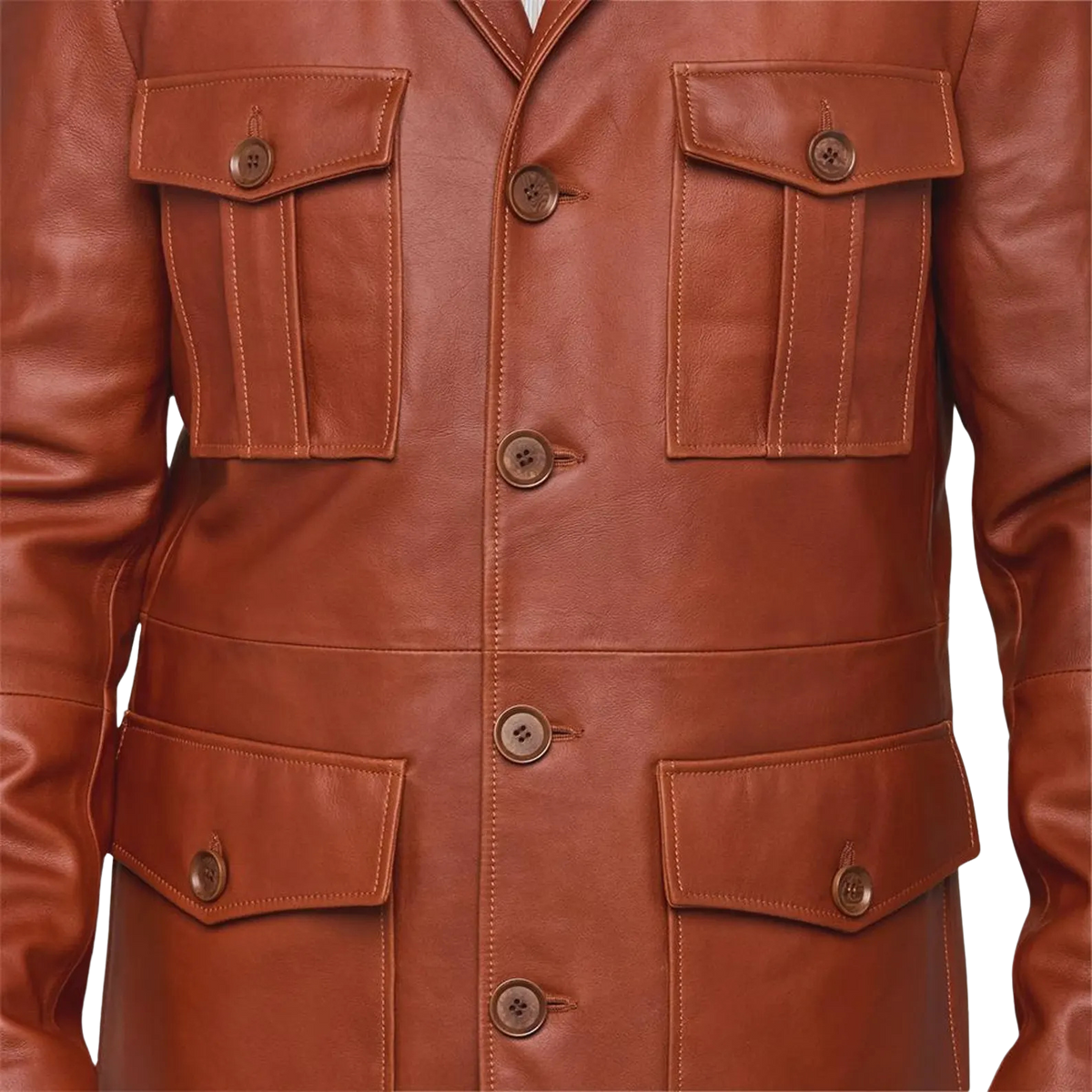 Men's Distressed Brown Lambskin Safari Jacket