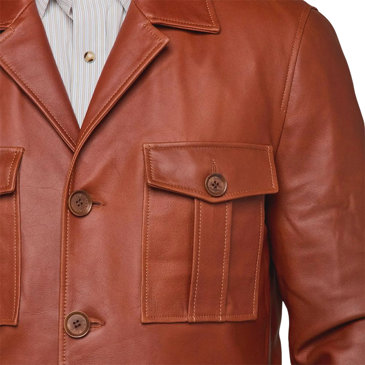 Men's Distressed Brown Lambskin Safari Jacket