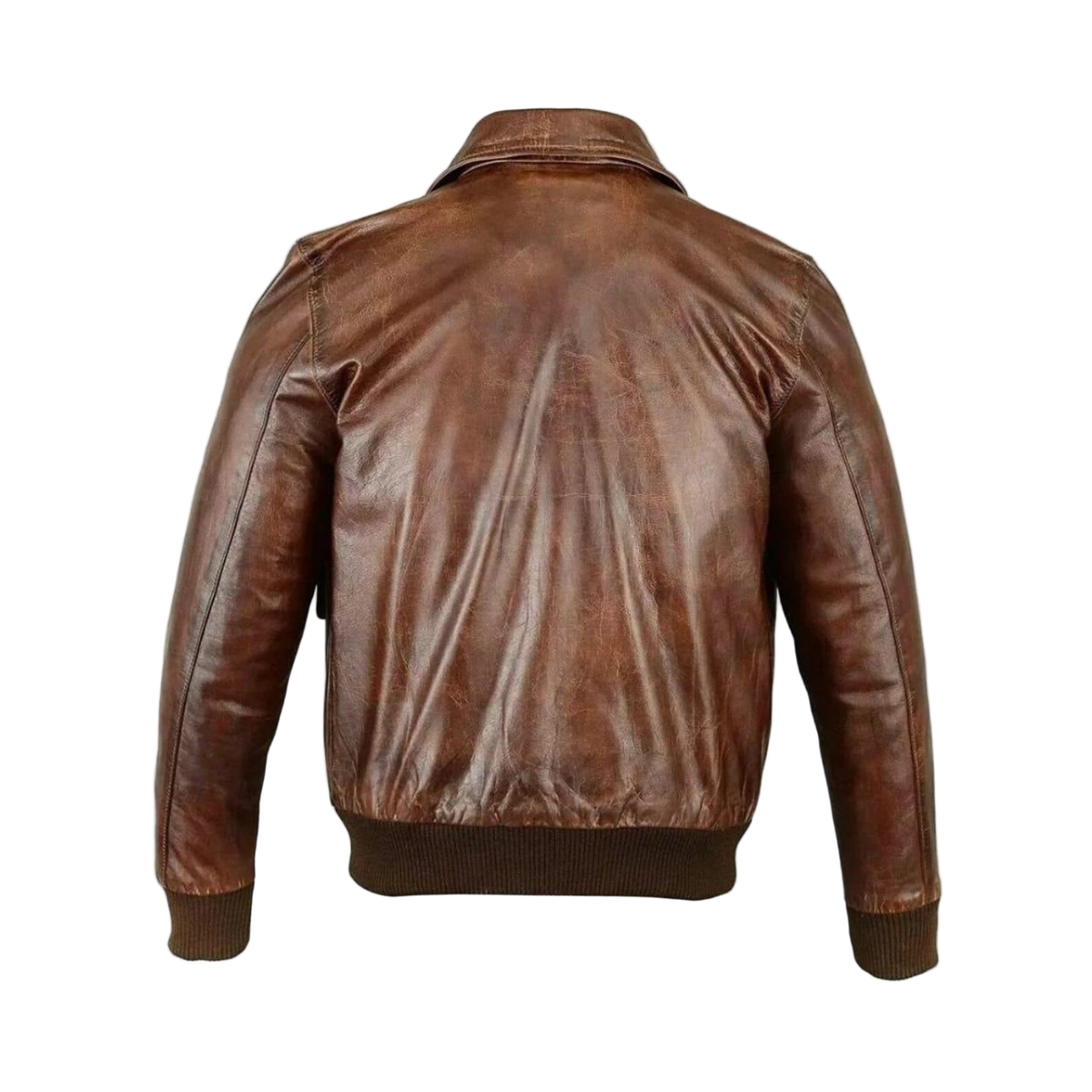 Men's Distressed Brown Leather Aviator Jacket