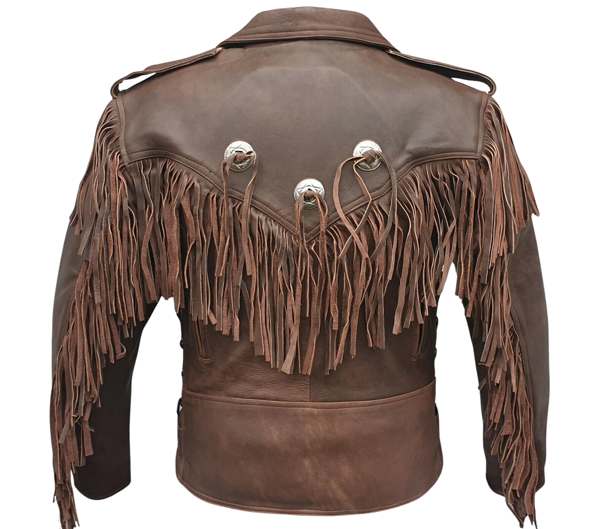 Men's Cowhide Western Fringe Moto Jacket