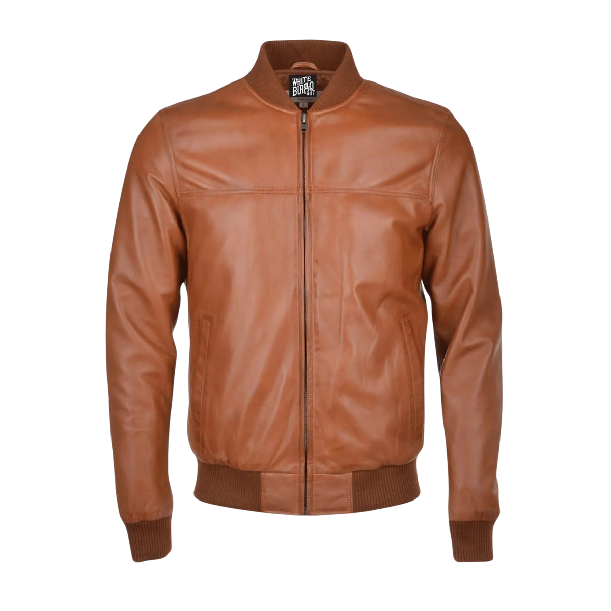 Men's Brown Leather Bomber Jacket
