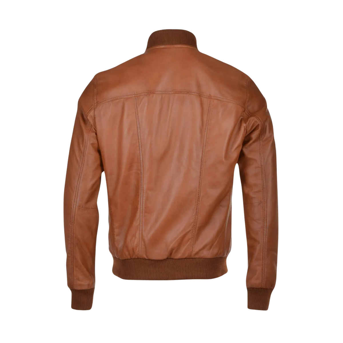 Men's Brown Leather Bomber Jacket