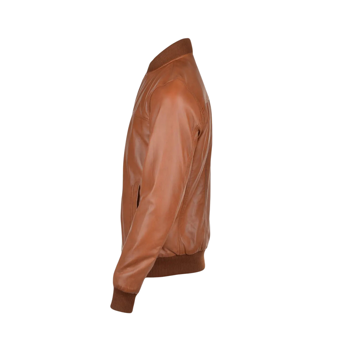 Men's Brown Leather Bomber Jacket