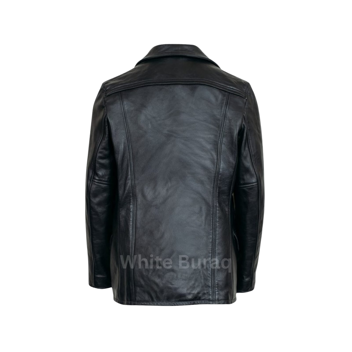 Men's Black Leather Mid-Length Car Coat