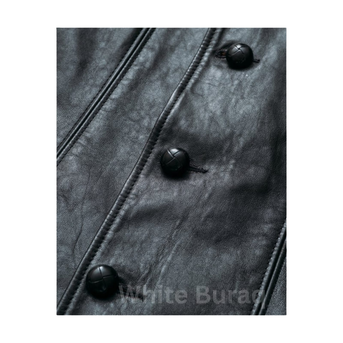 Men's Black Leather Mid-Length Car Coat