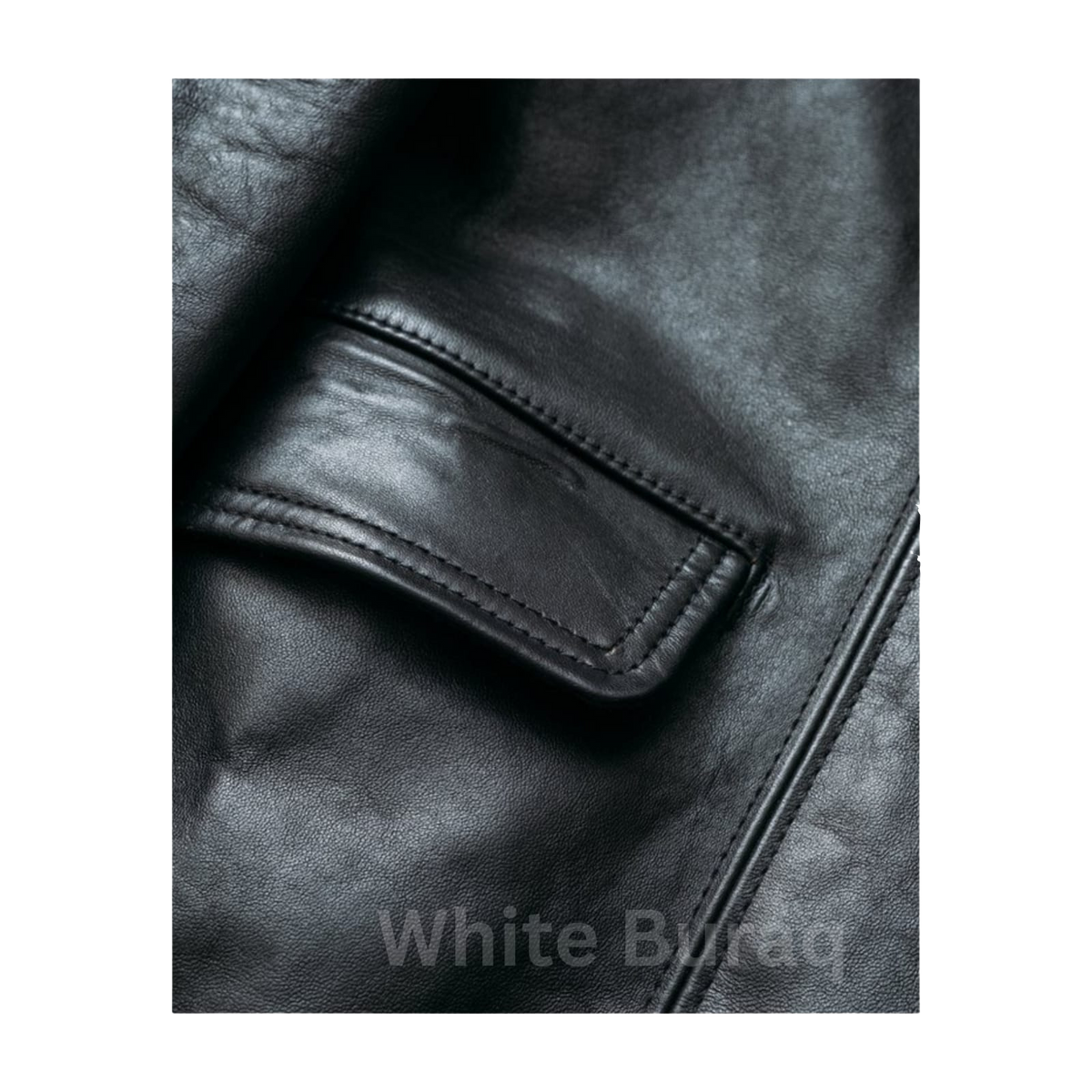 Men's Black Leather Mid-Length Car Coat