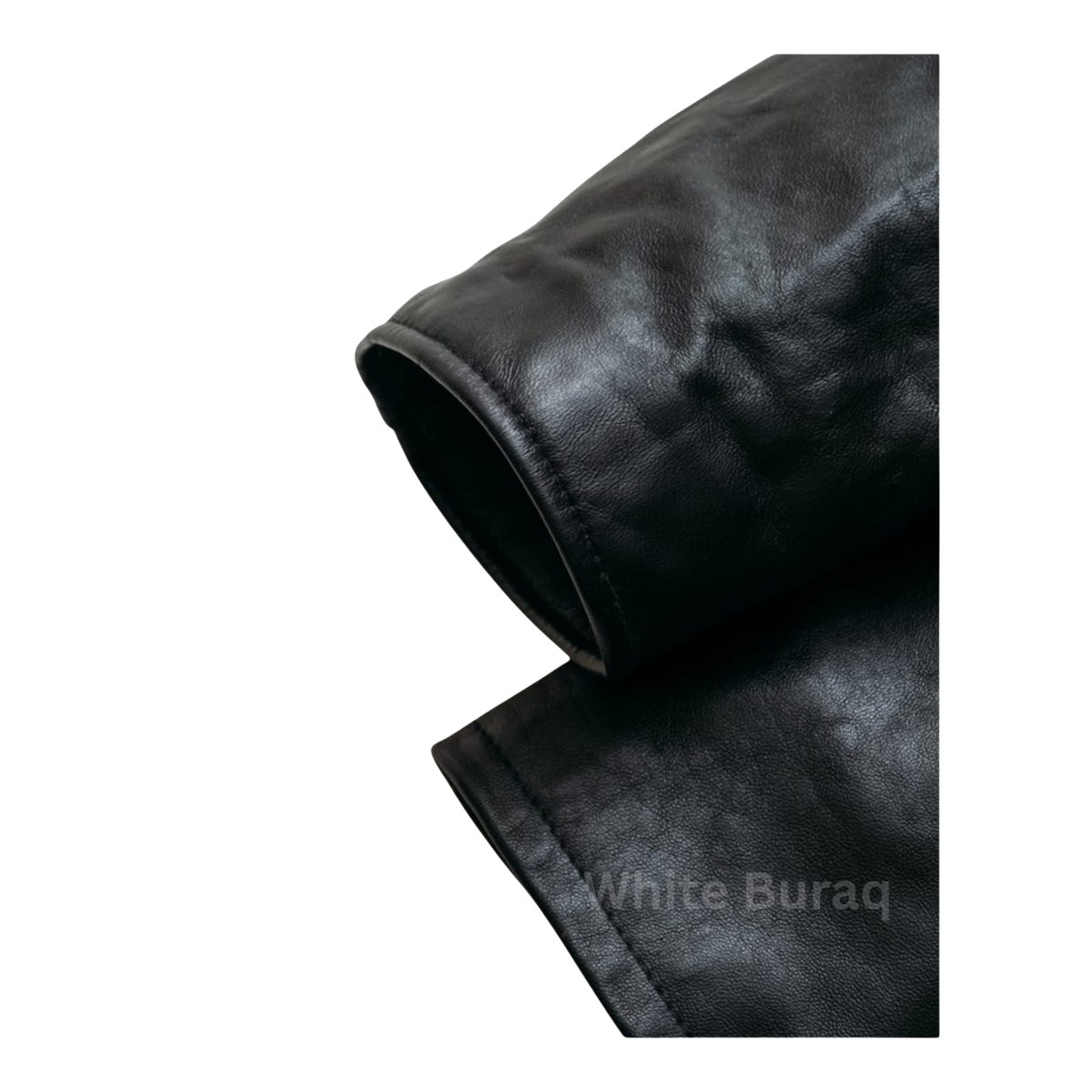 Men's Black Leather Mid-Length Car Coat