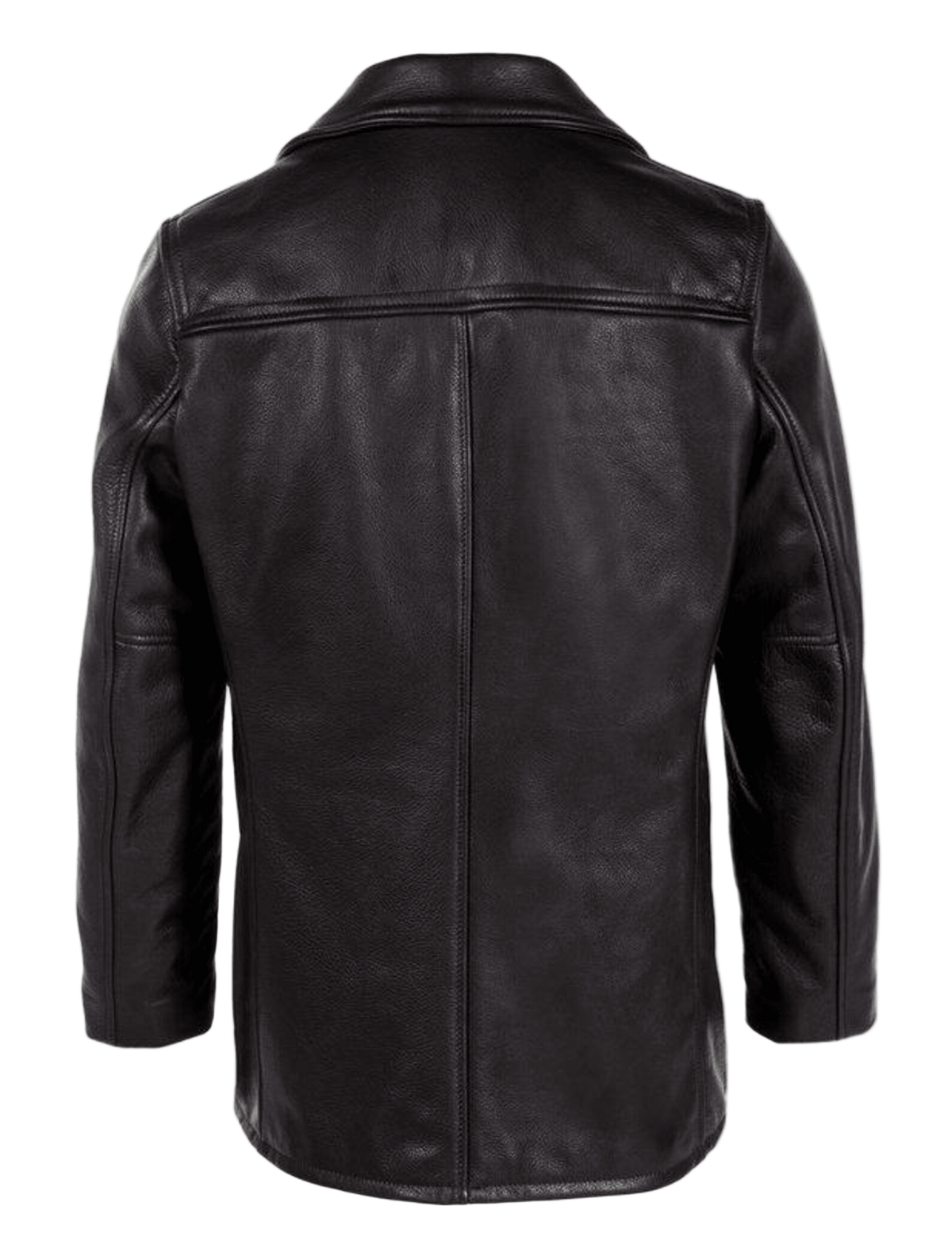 Men's Black Leather Overcoat