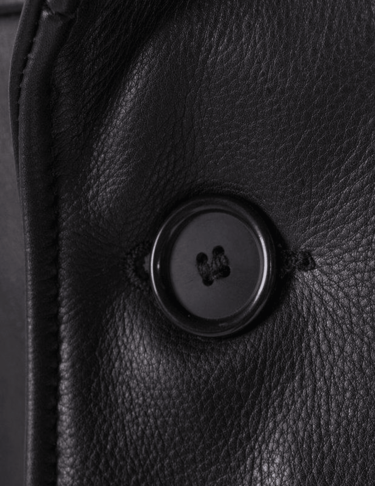 Men's Black Leather Overcoat
