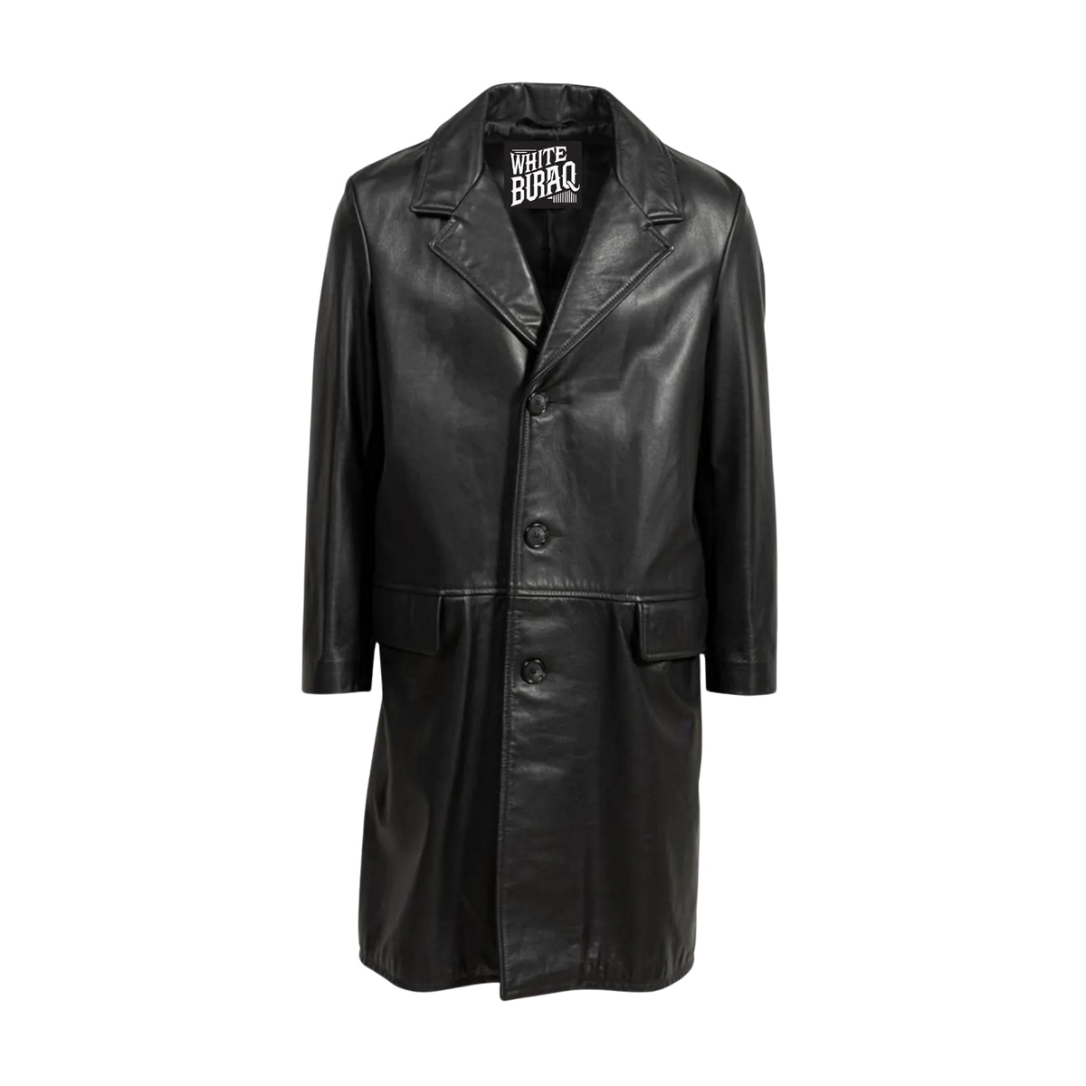 Men's Black Lightweight Cowhide Leather Trench Coat