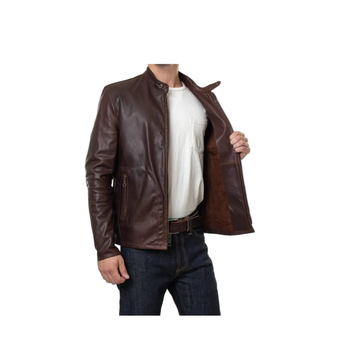 Men's Unlined Waxed Cowhide Cafe Racer Jacket