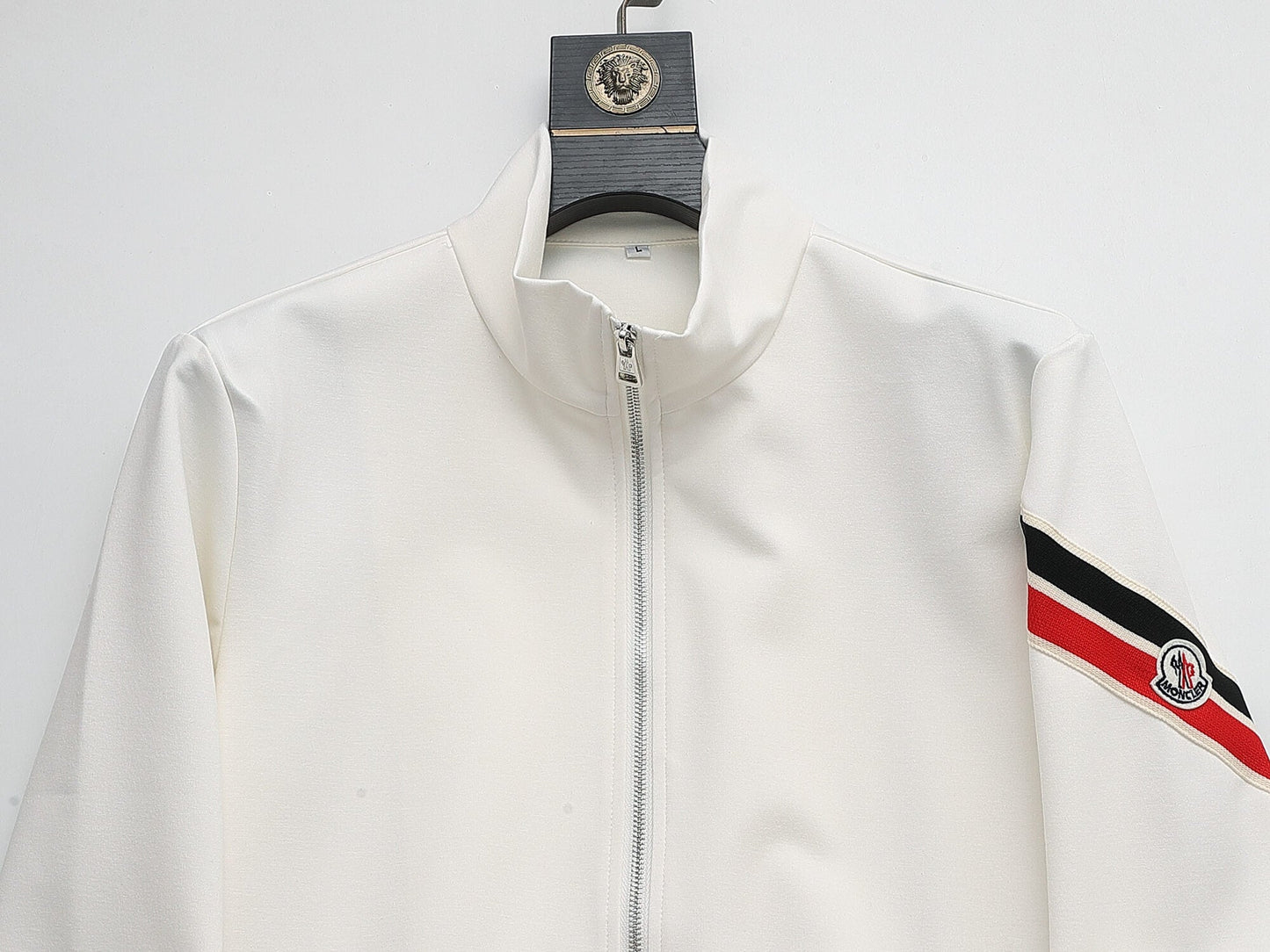 Moncler Tricolor Striped Patch Technical Tracksuit White CUSTOM