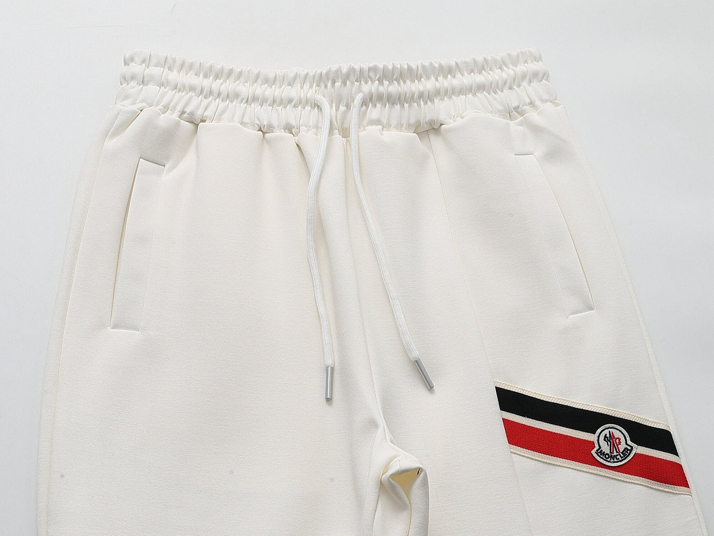 Moncler Tricolor Striped Patch Technical Tracksuit White CUSTOM