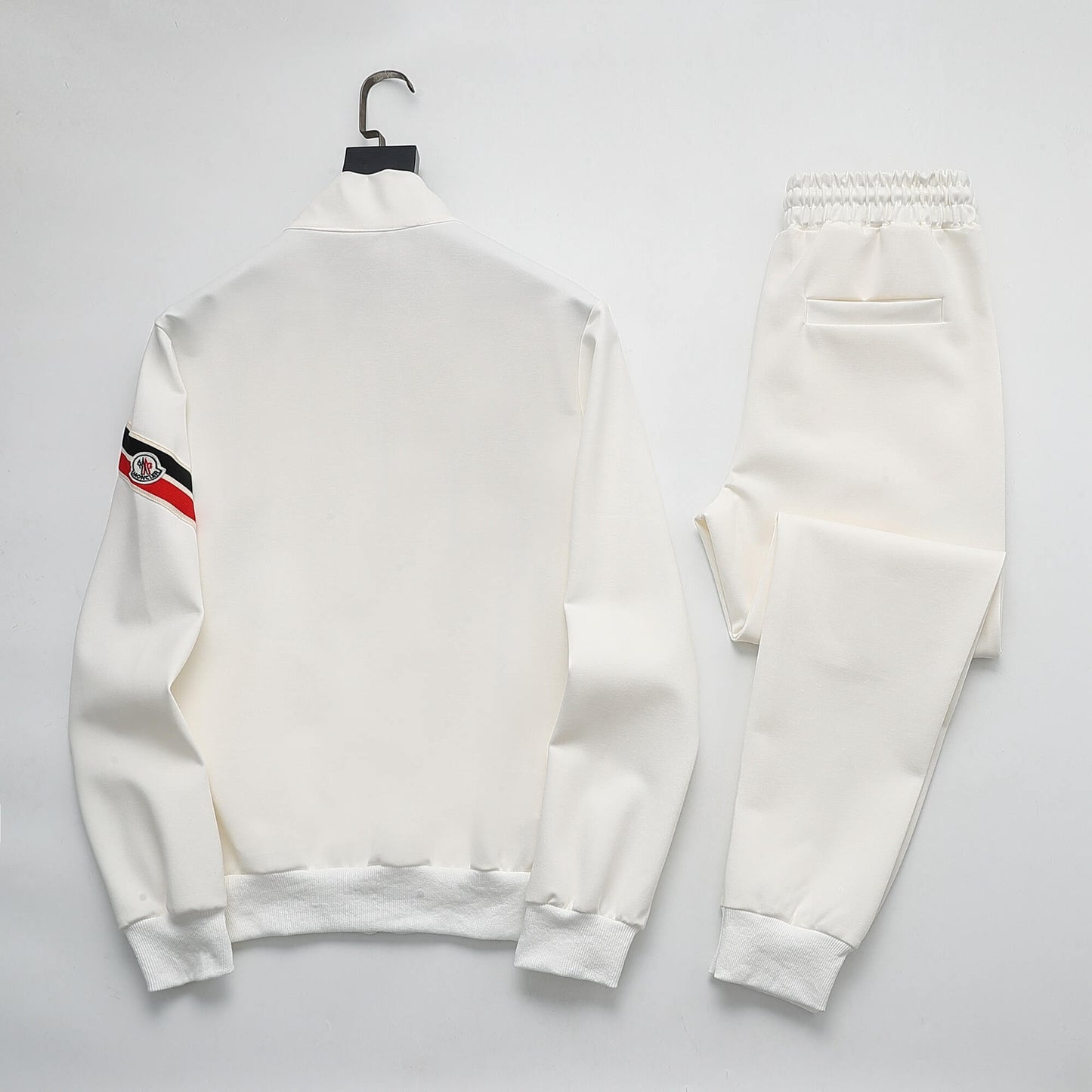 Moncler Tricolor Striped Patch Technical Tracksuit White CUSTOM