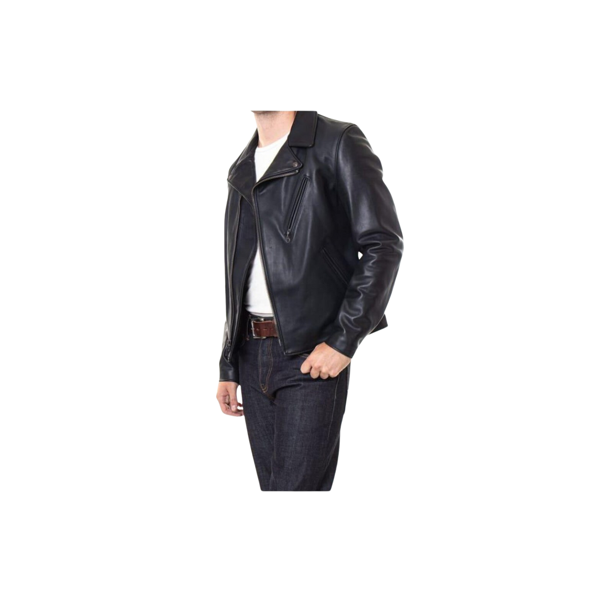 Men's Black Lightweight Cowhide Asymmetrical Moto Jacket