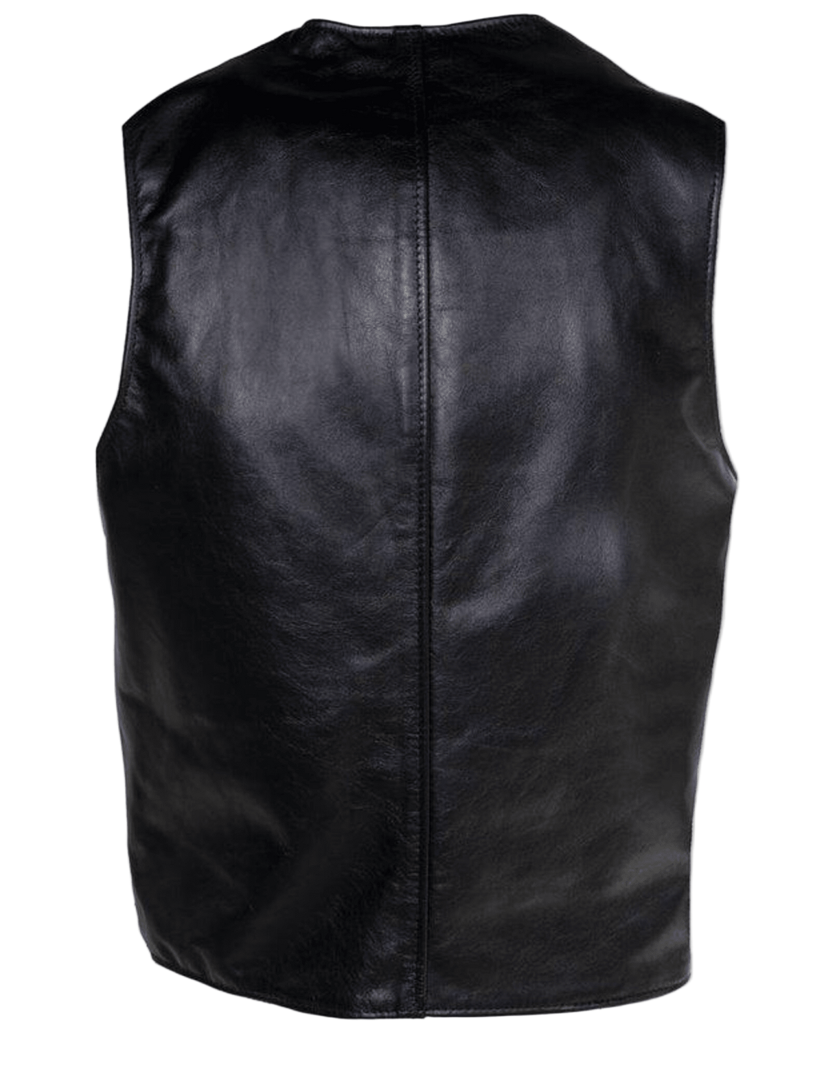 Men's Black Natural-Finish Cowhide Moto Vest
