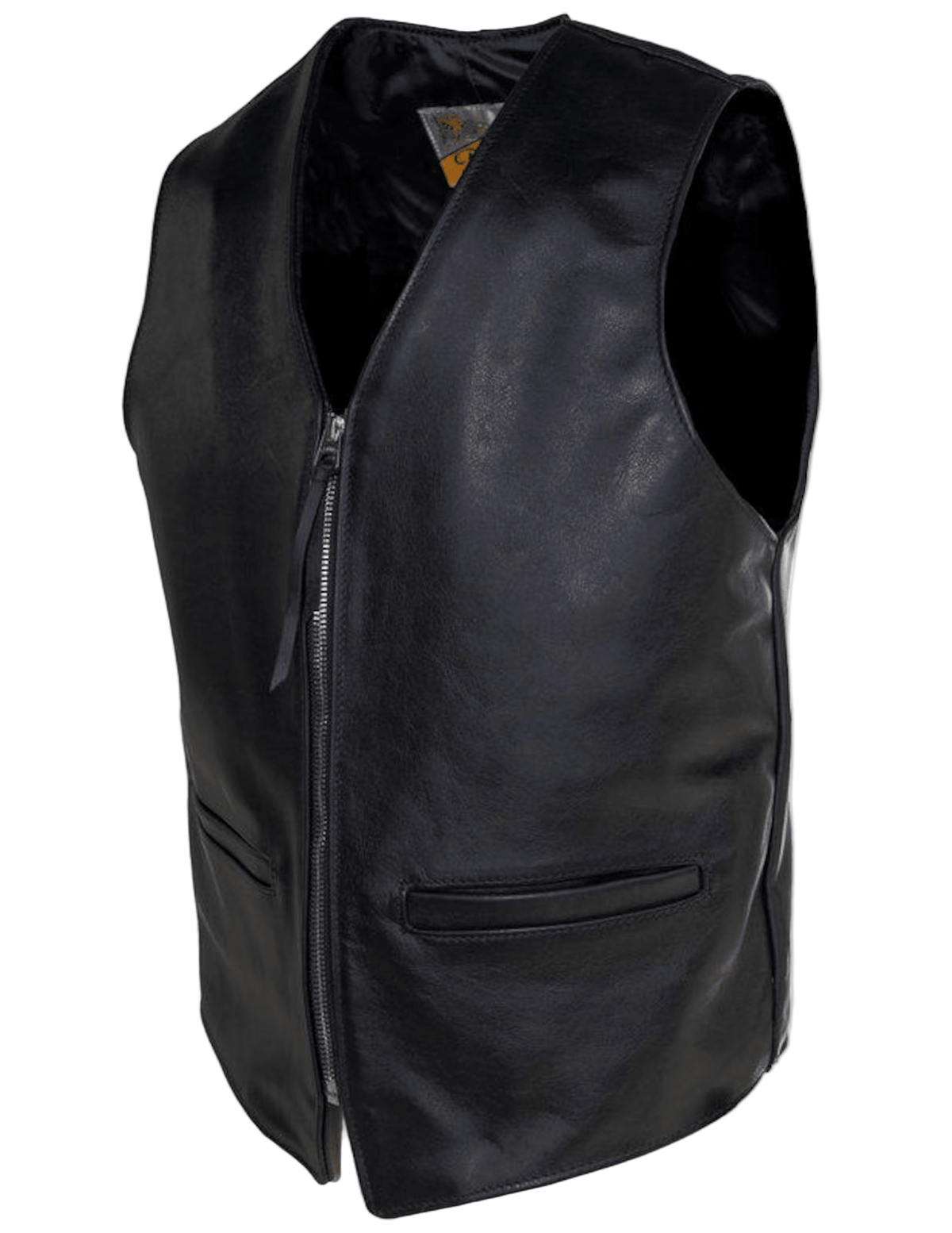 Men's Black Natural-Finish Cowhide Moto Vest