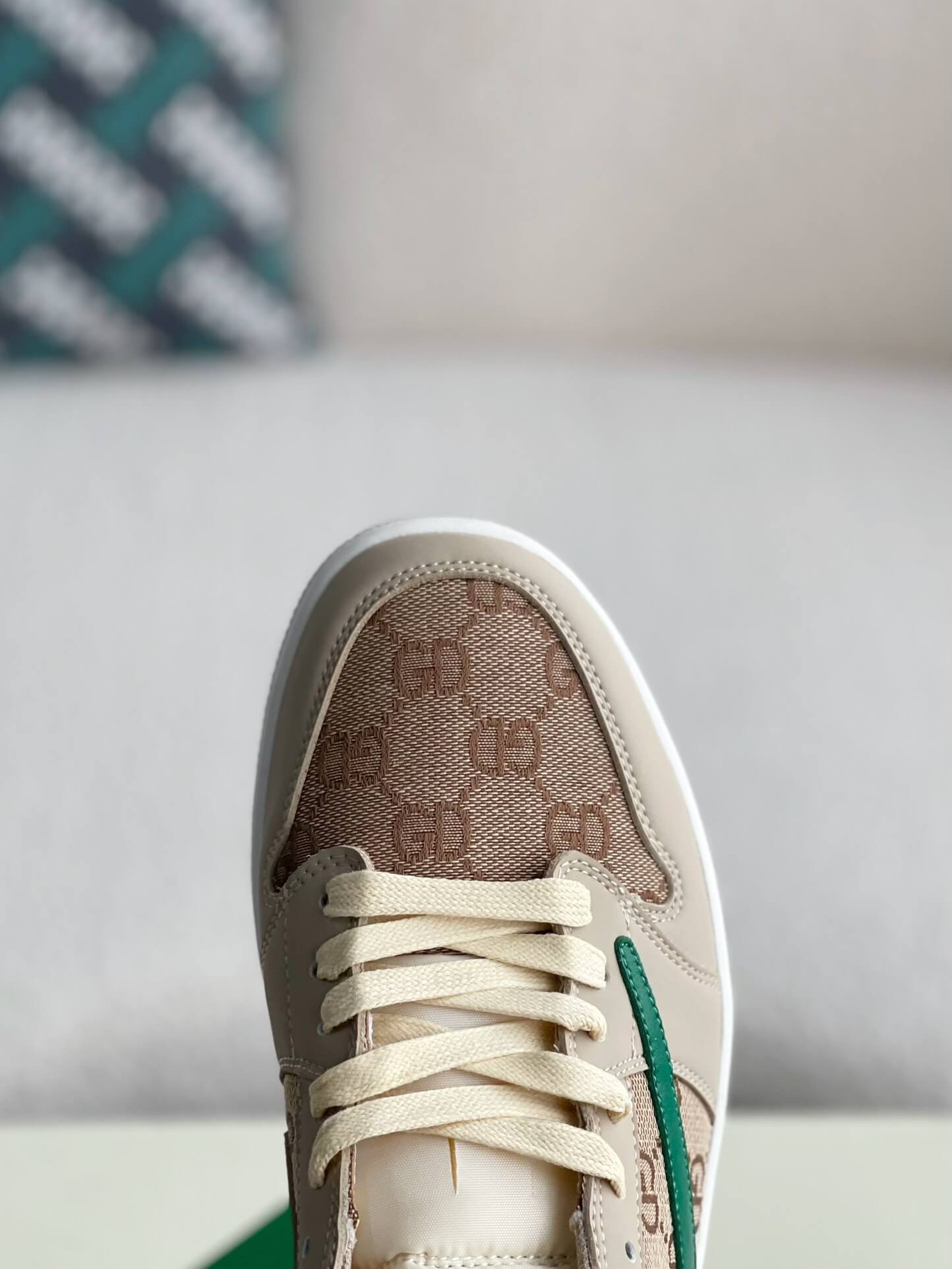 Nike Dunk Low x Gucci Custom – Beige GG Supreme & Green Leather CUSTOM