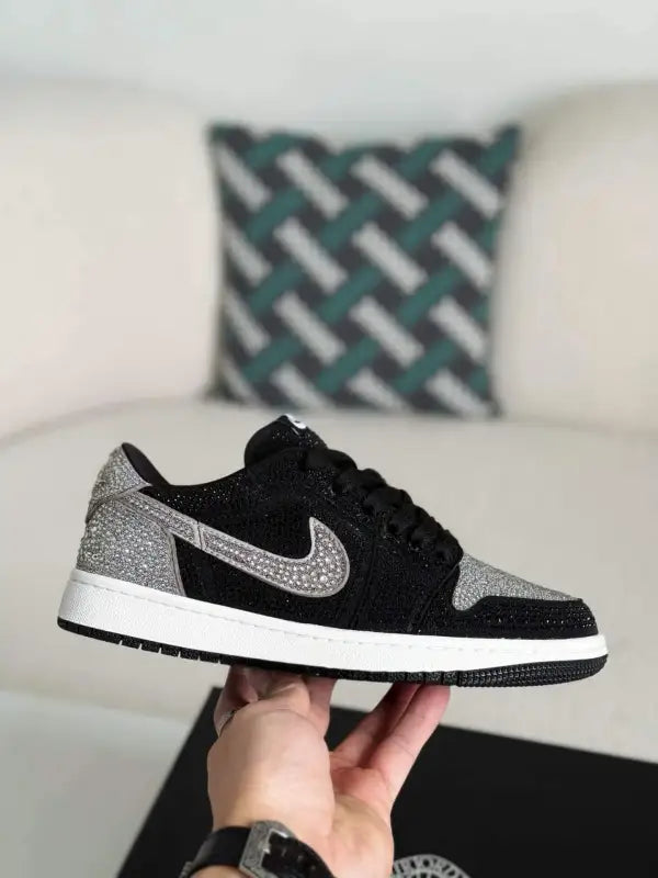 Swarovski x Air Jordan 1 Low OG in Black and Silver