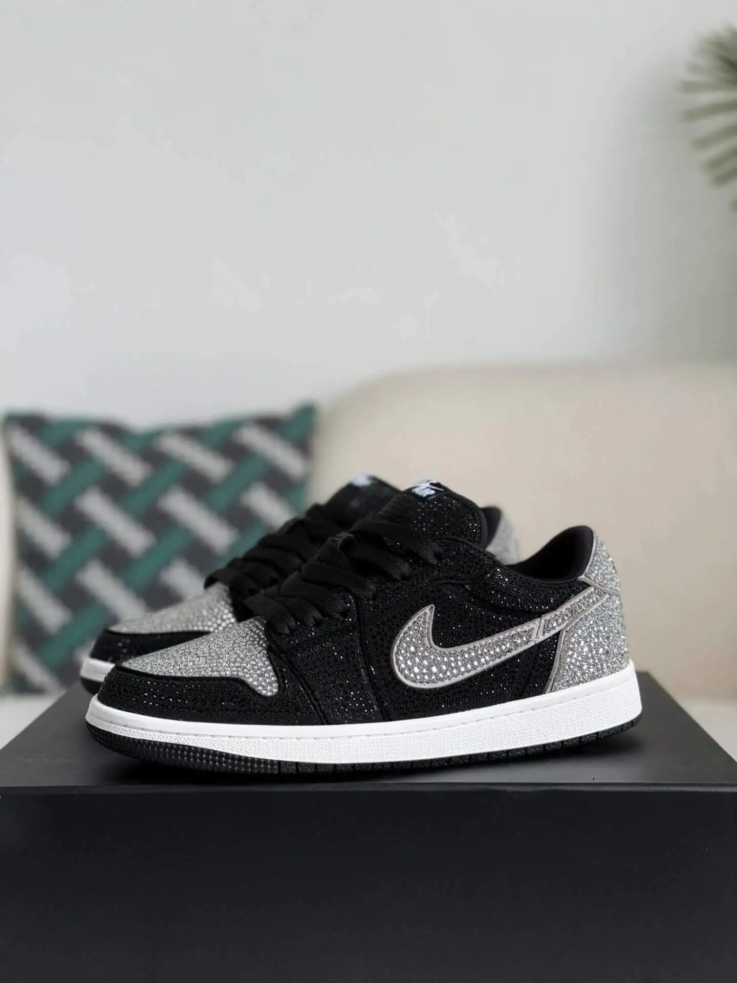 Swarovski x Air Jordan 1 Low OG in Black and Silver