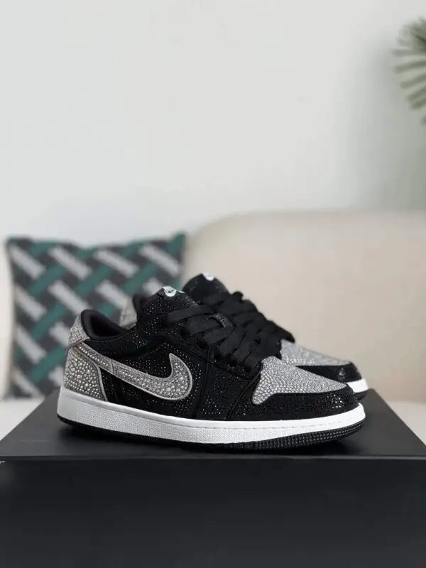 Swarovski x Air Jordan 1 Low OG in Black and Silver