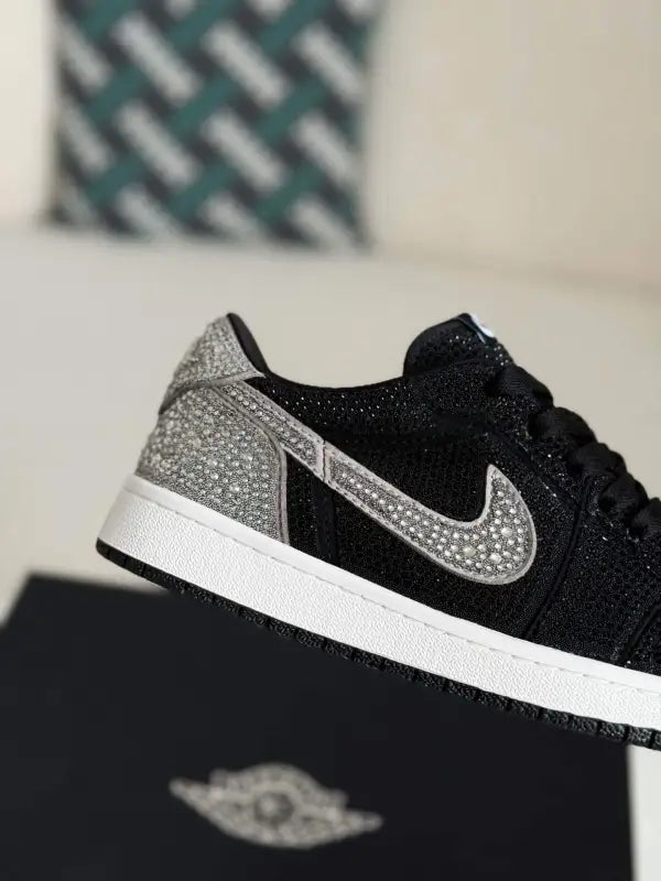 Swarovski x Air Jordan 1 Low OG in Black and Silver