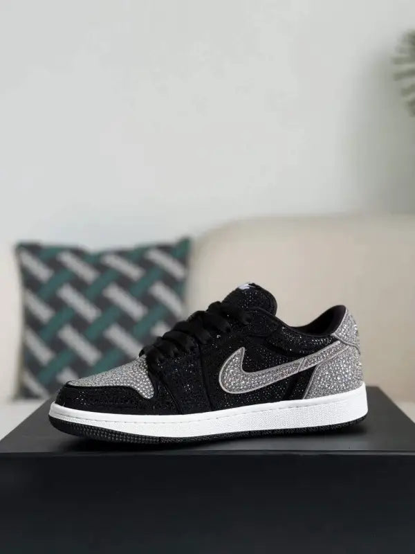 Swarovski x Air Jordan 1 Low OG in Black and Silver
