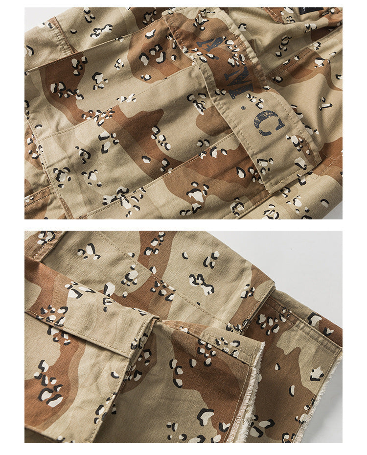 Red Solitude Outdoor Camo Drawstring Cargo Shorts