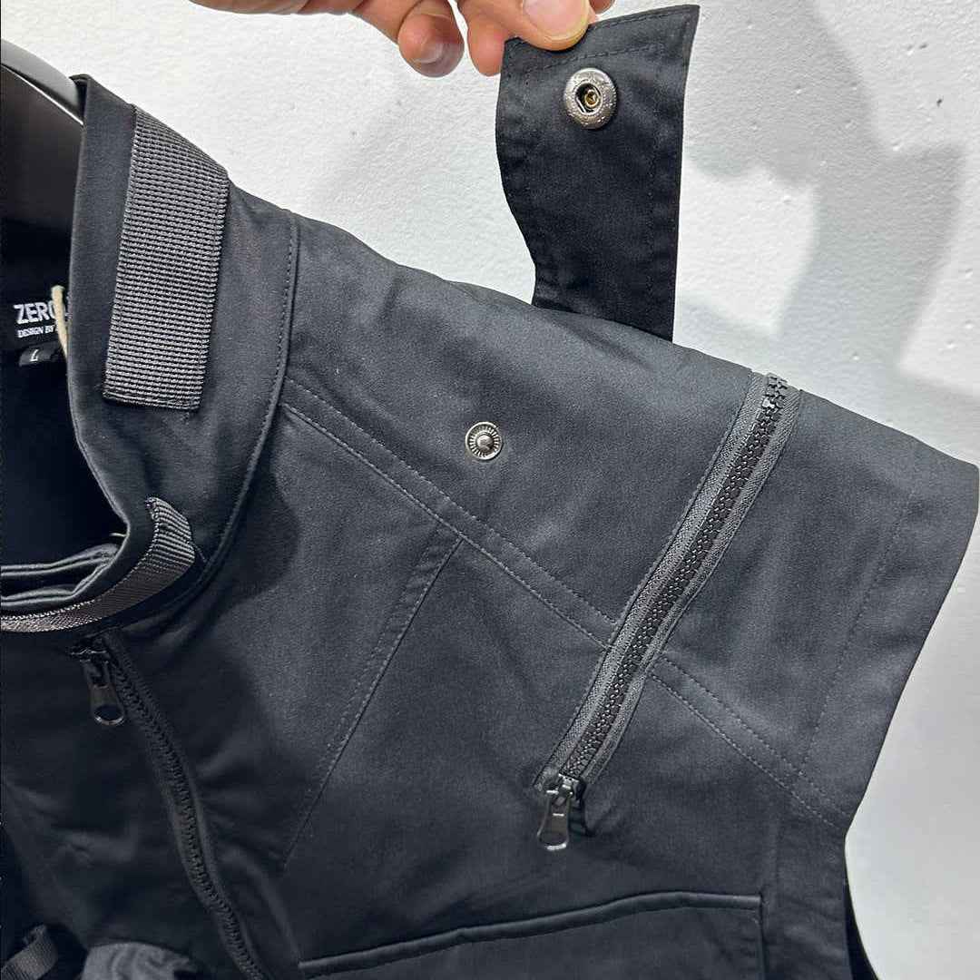 Multi Pocket Black Vest Jacket