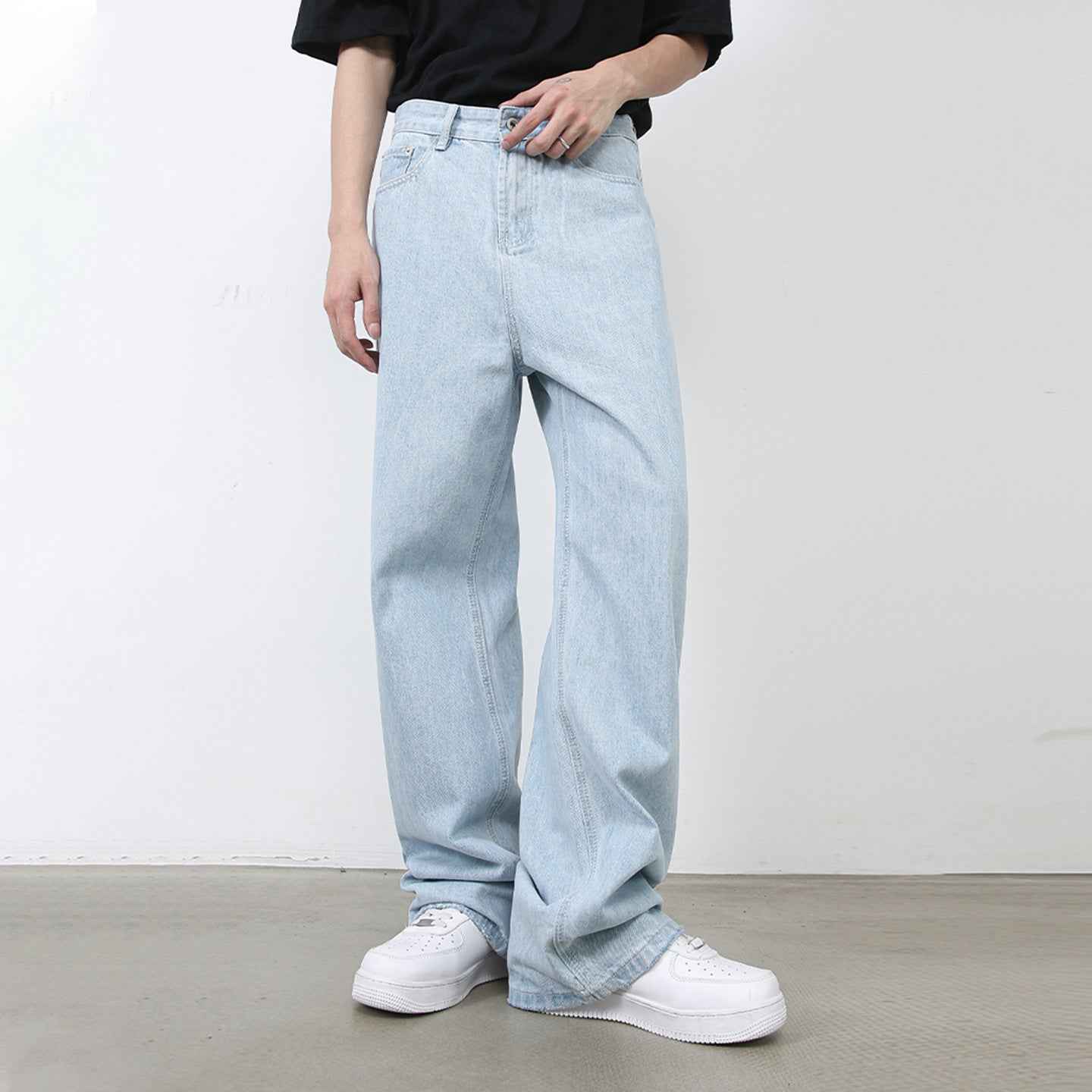 Light Blue Straight Leg Jeans