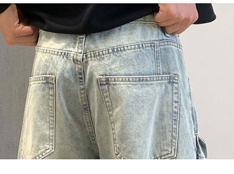 Multi Pocket Sky Blue Cargo Pants