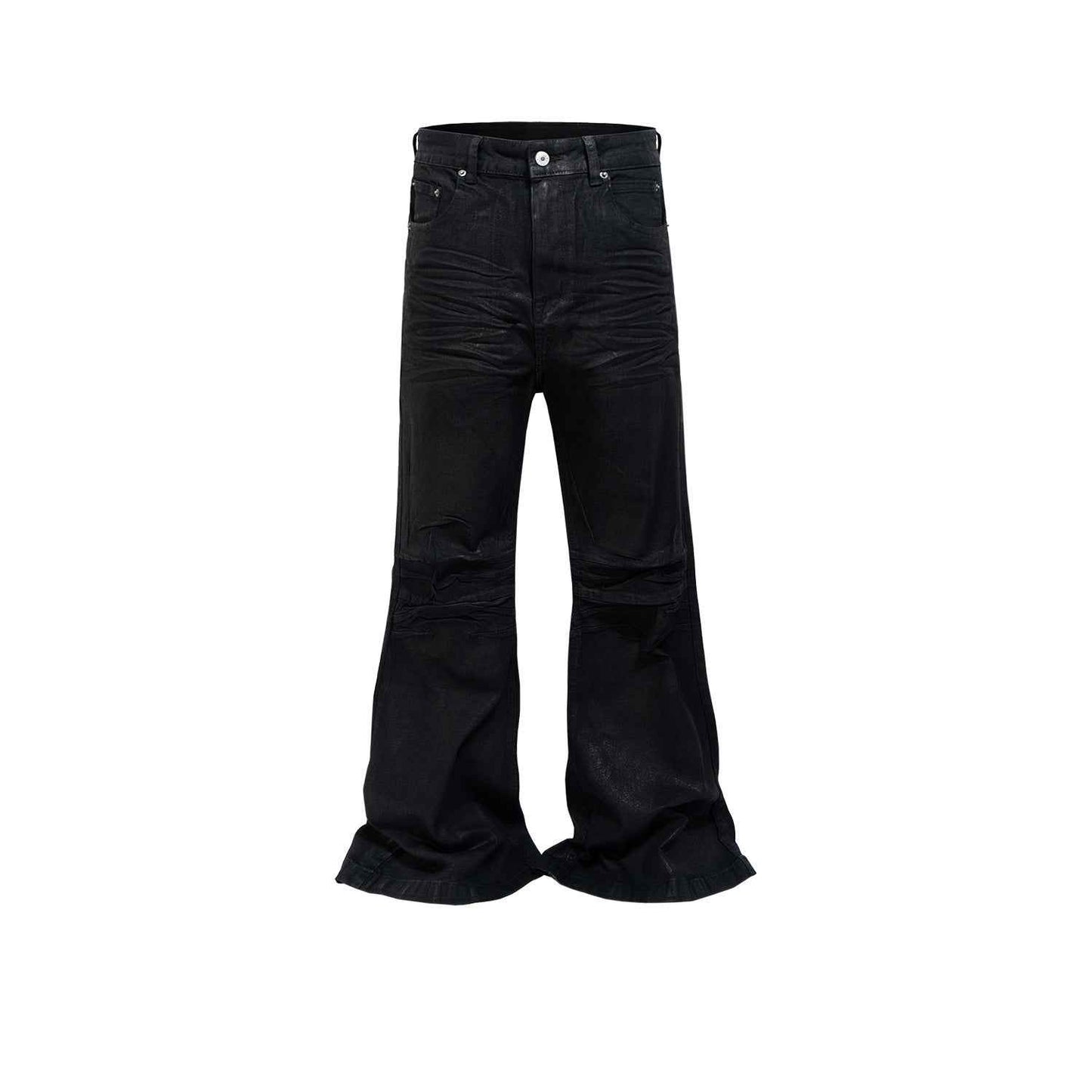 Black Vinyl Flared Jeans