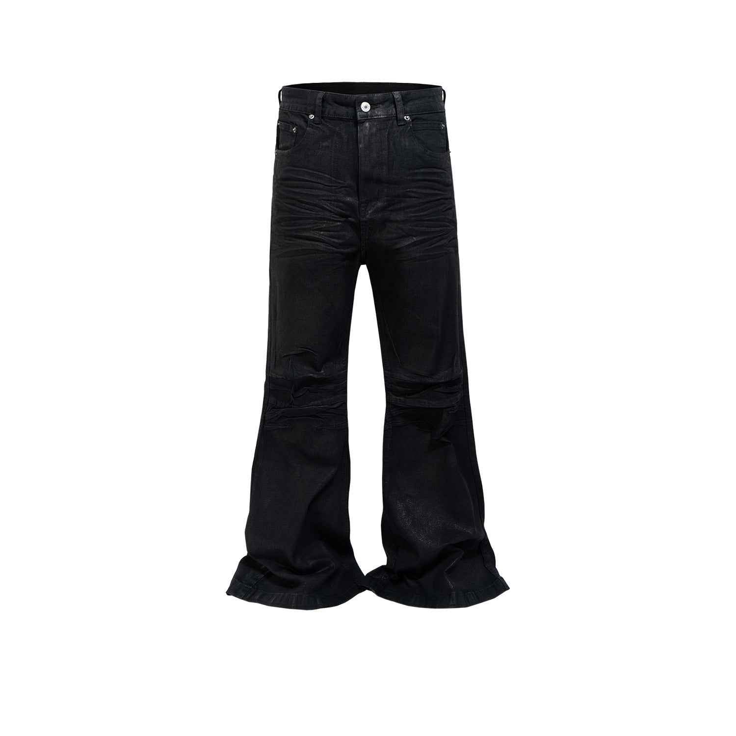 Black Vinyl Flared Jeans