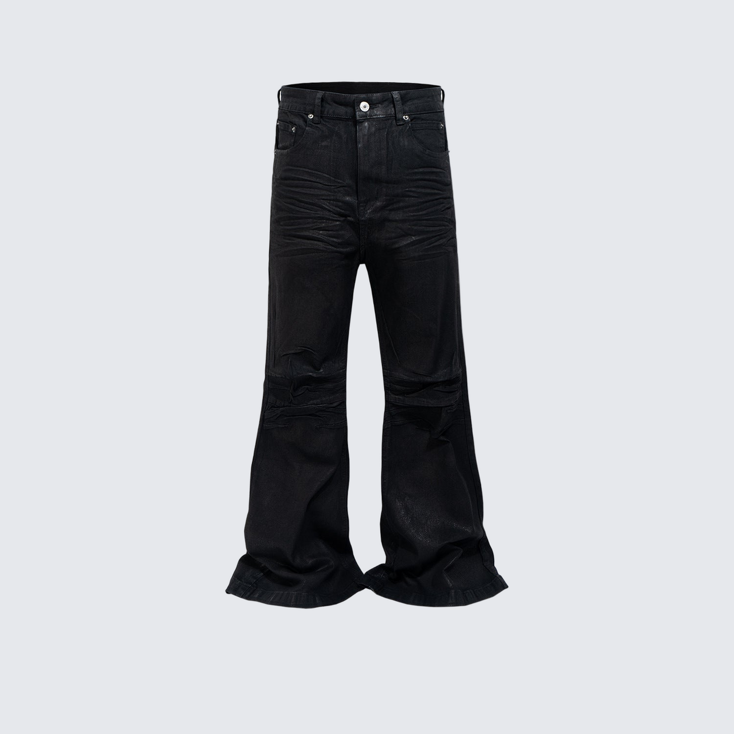 Black Vinyl Flared Jeans