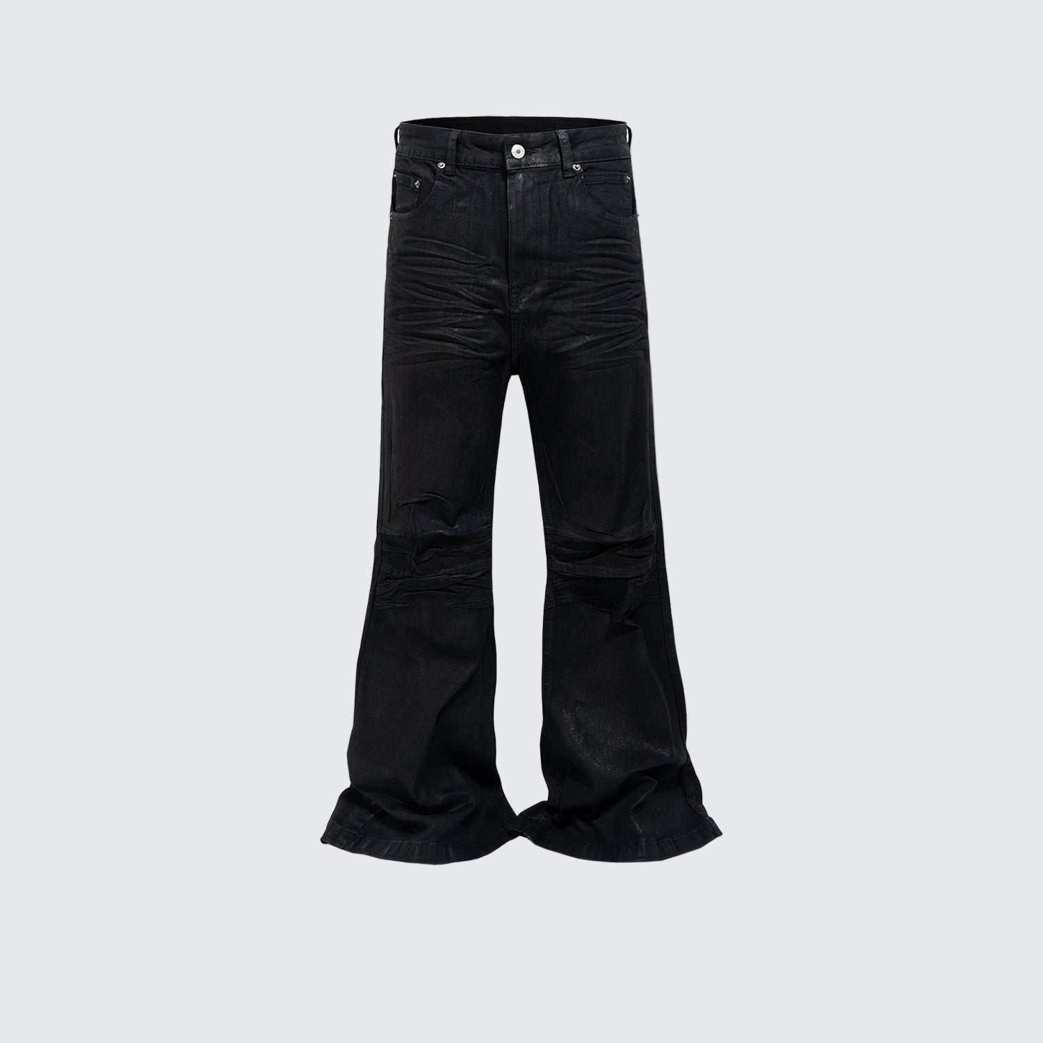 Black Vinyl Flared Jeans