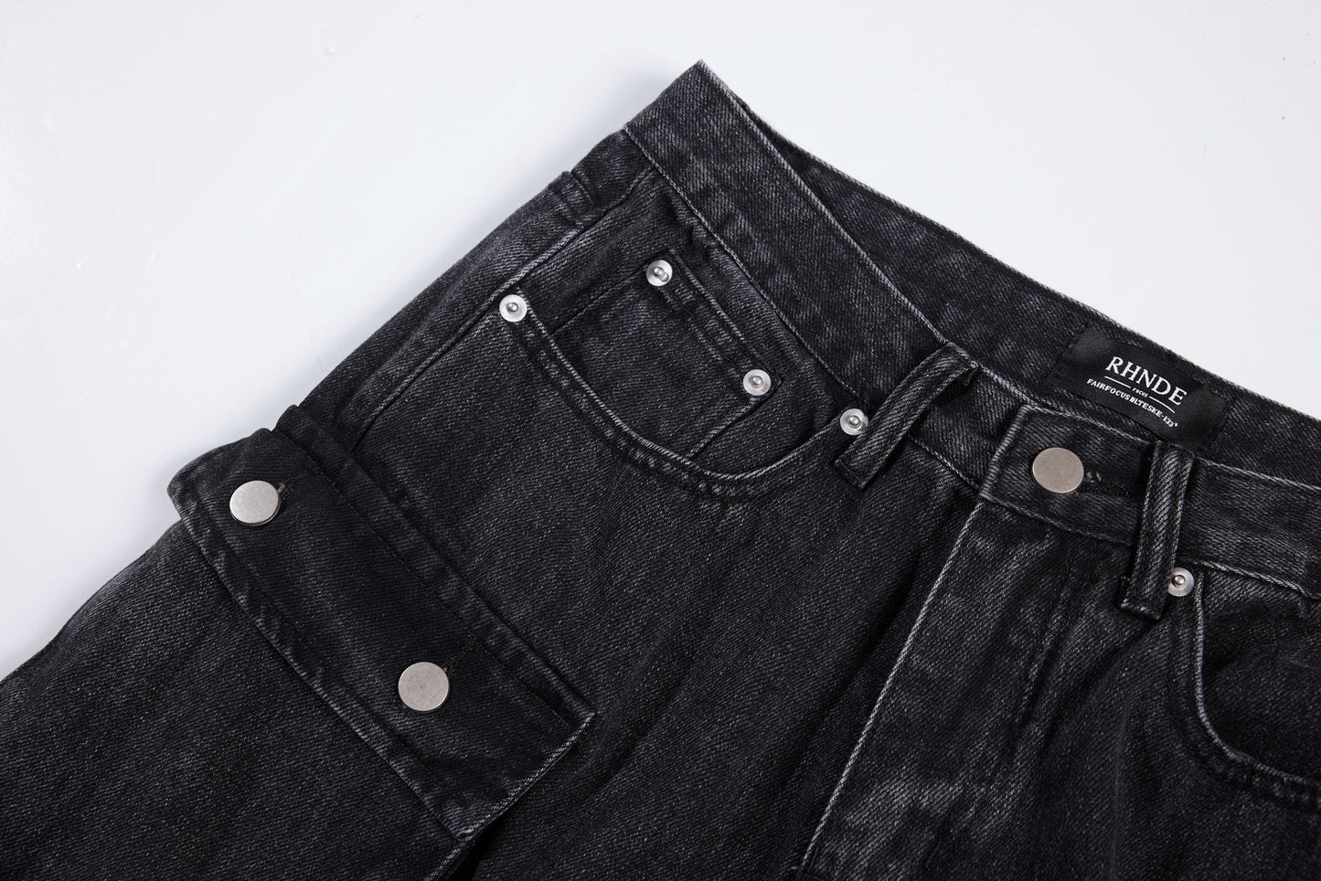Washed Black Vintage Straight Leg Cargo Jeans