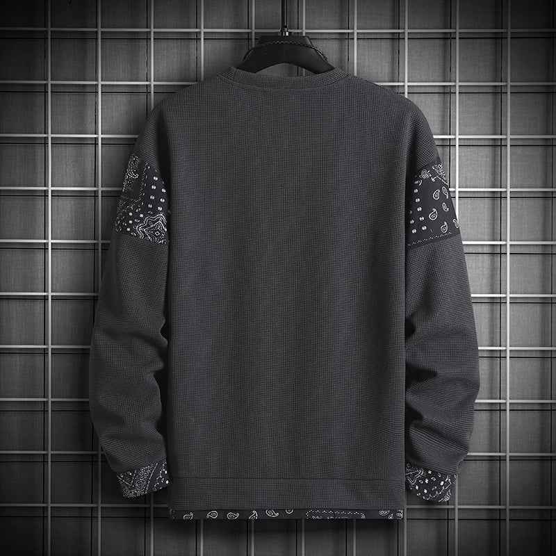 TwoTone Waffle Knit Layered Sweatshirt