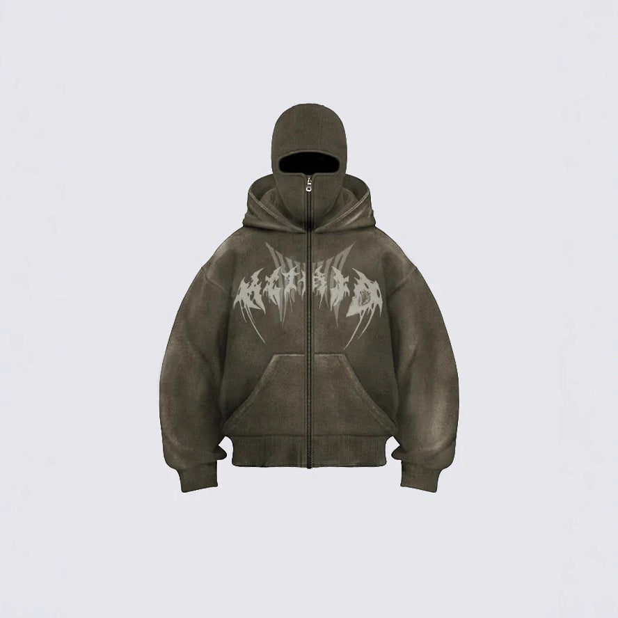 Corrupted Ski Mask Hooded Zip Hoodie