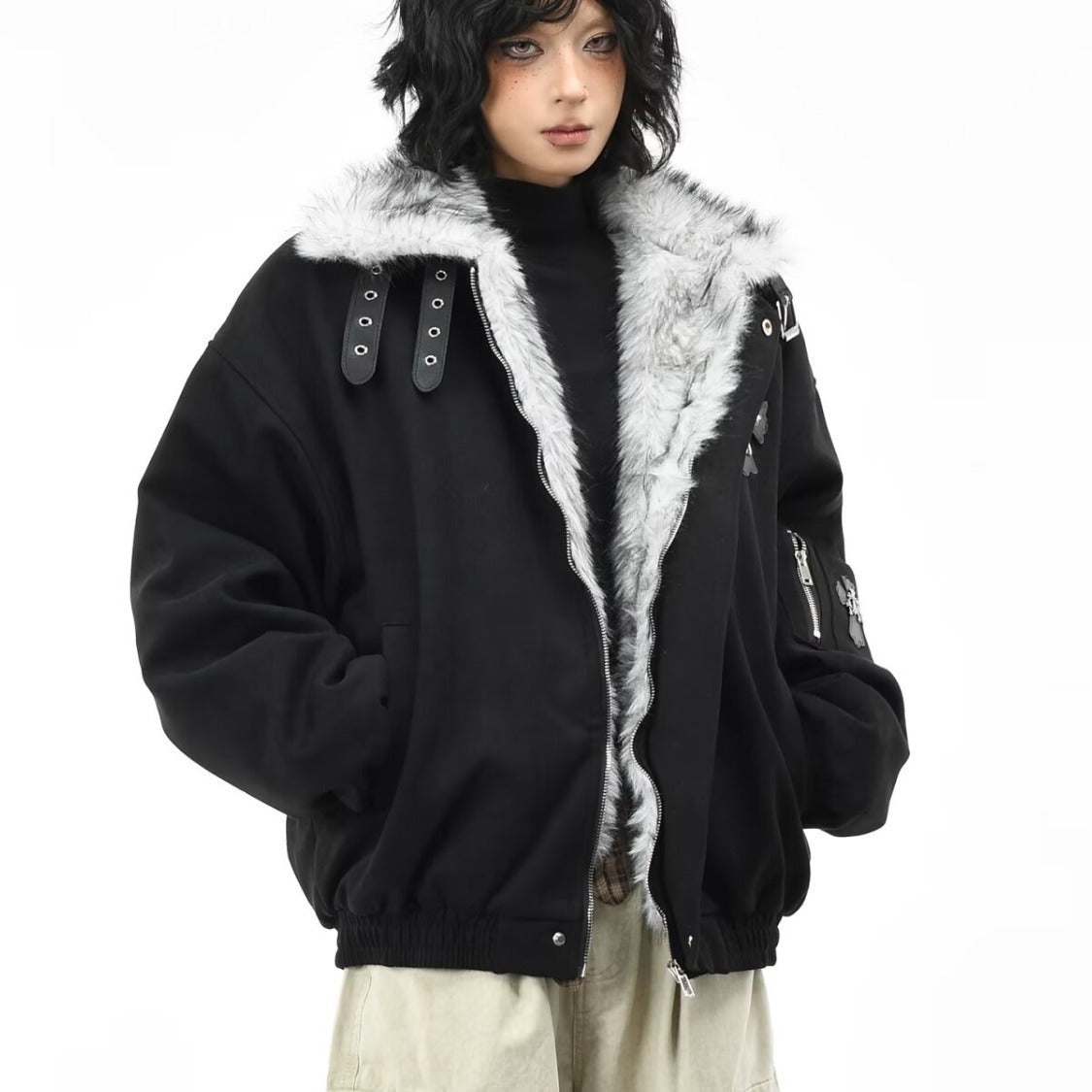 Faux Fur Shearling Cross Jacket