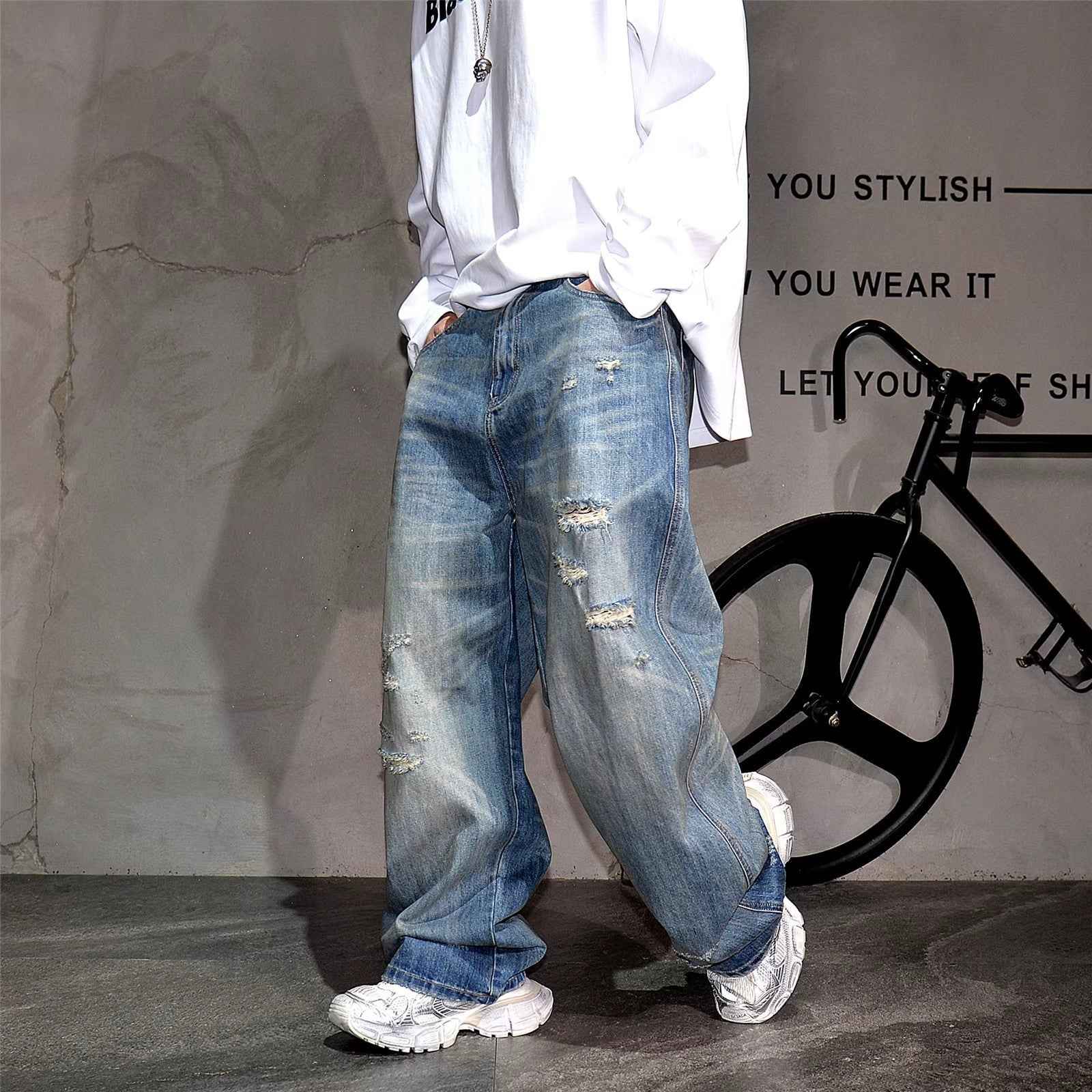 Drift Distressed Jeans - Vintage Blue